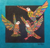 Aayesha Noor, 24 x 24 Inch, Oil on Canvas, Birds Painting, AC-AYNR-019